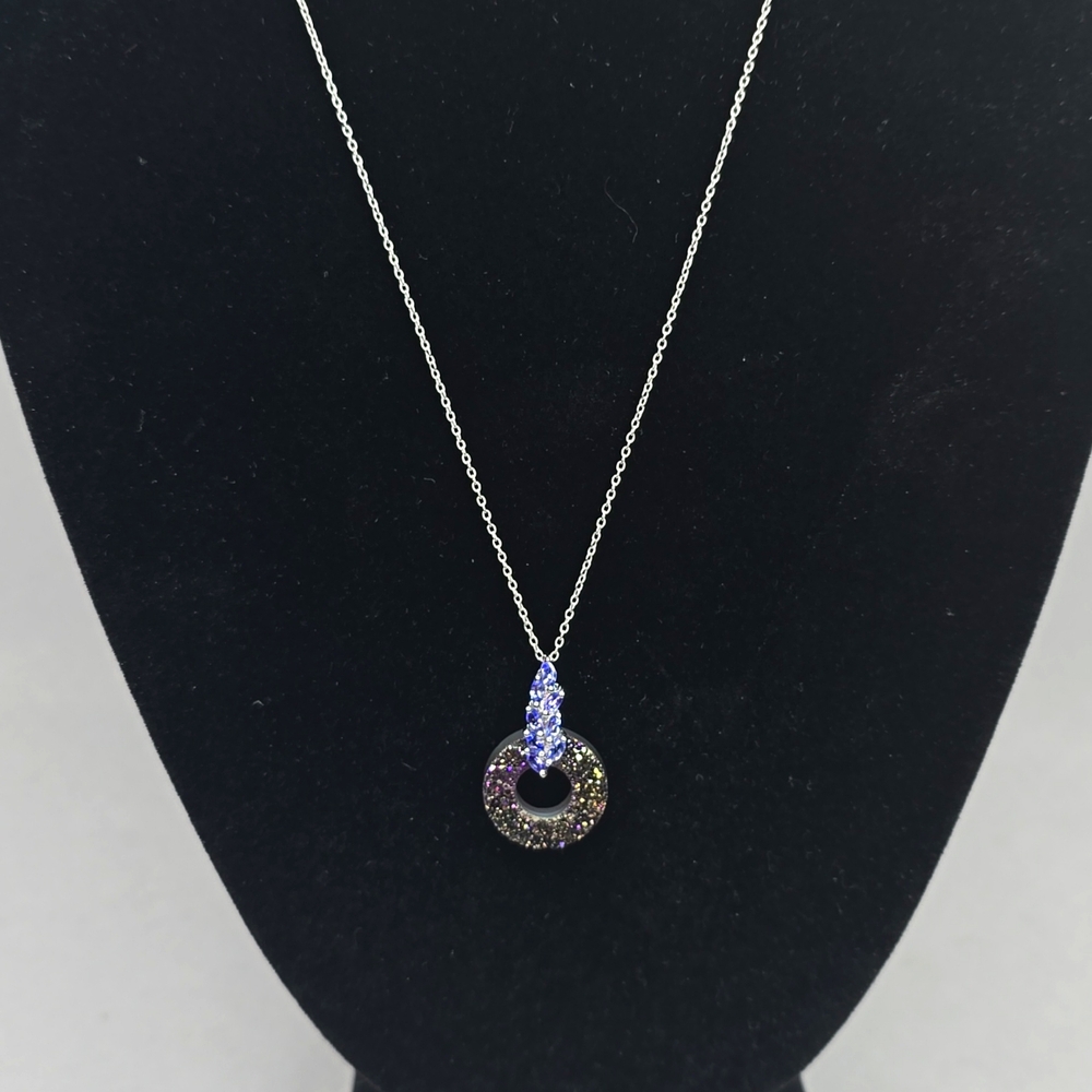 925 Blue Purple Druzy and Tanzanite Necklace - Picture 2 of 4